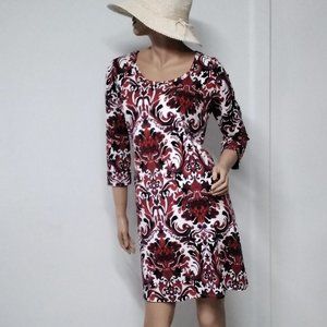 Soma Dress Size M Knee over Stretch Paisley Pattern 3/4 Sleeves Lightweight 001